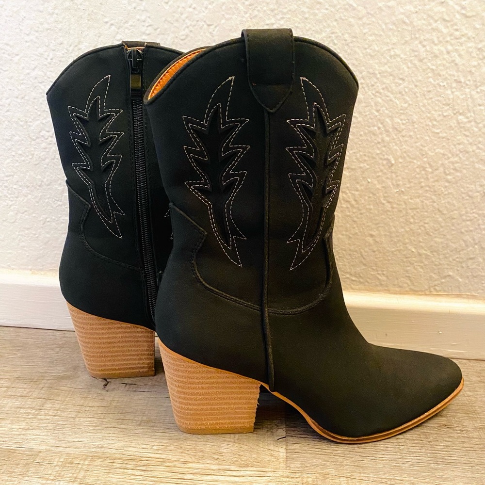 Black Cowboy Ankle Boots